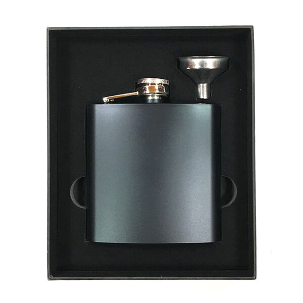 6 oz. Matte Black Flask Set in Black Presentation Box Thumbnail