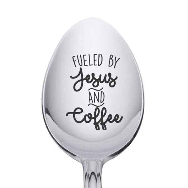 Fueled by Jesus and Coffee Stainless Steel Spoon Thumbnail